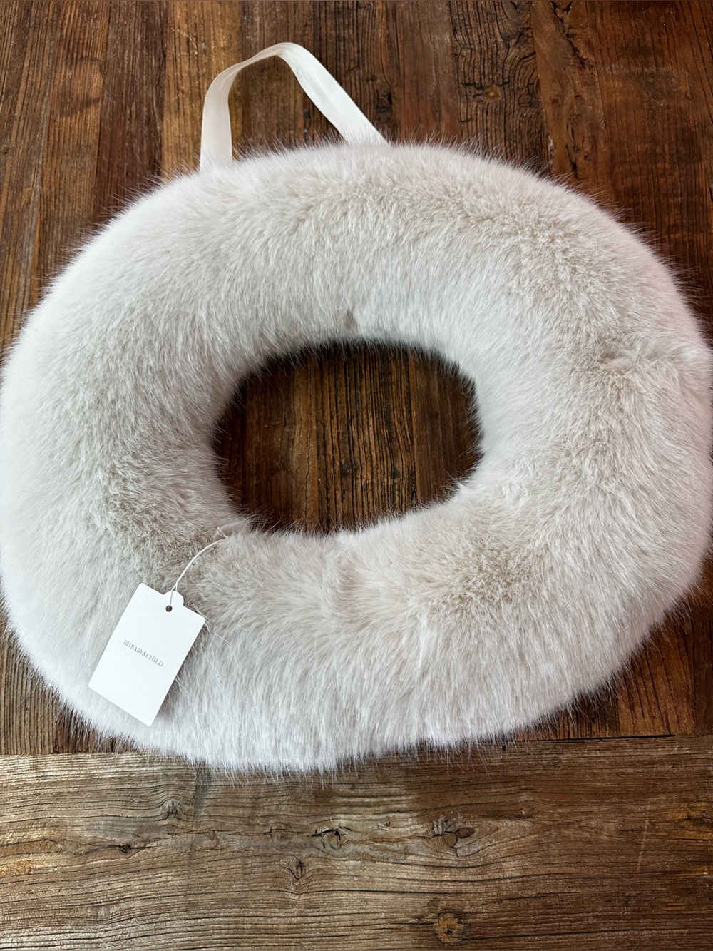 Restoration Hardware Plush Faux Fur Ring Scarf - Cream